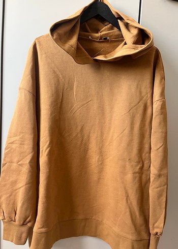 xl Beden Kahverengi Kapüşonlu Uzun Kollu Sweatshirt