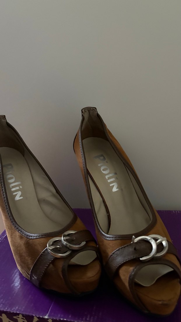 Kahverengi Süet Kadın Dolgu Topuklu Stiletto - Görsel 3