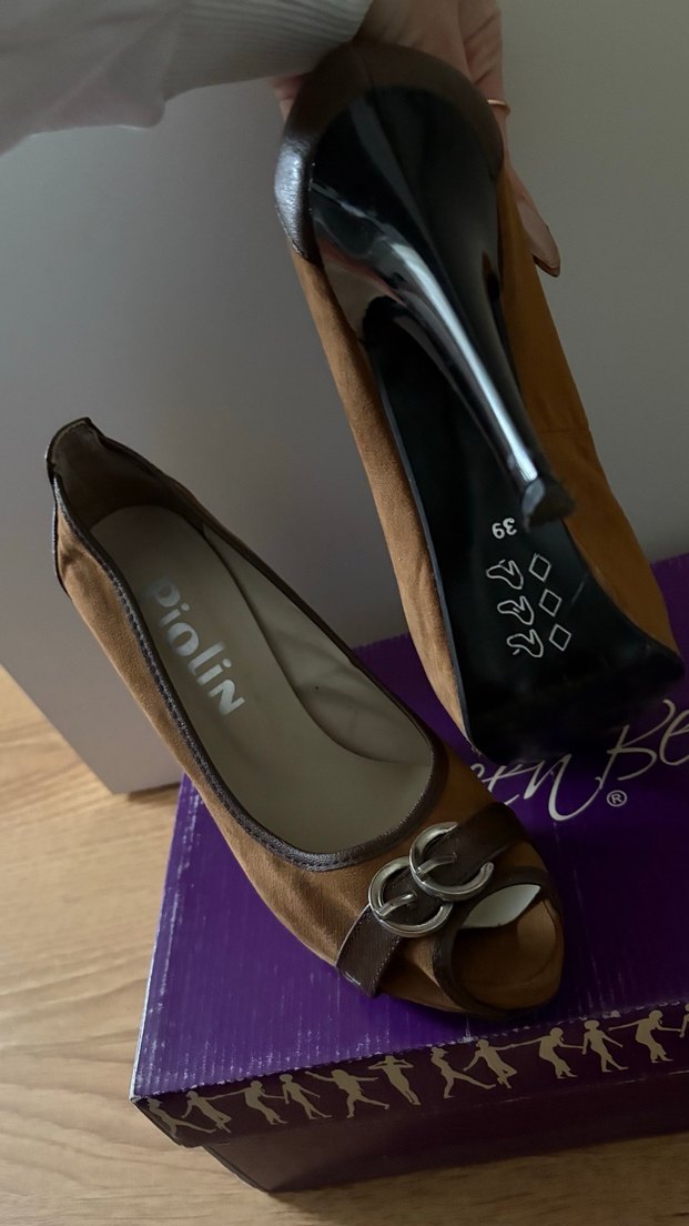 Kahverengi Süet Kadın Dolgu Topuklu Stiletto - Görsel 4