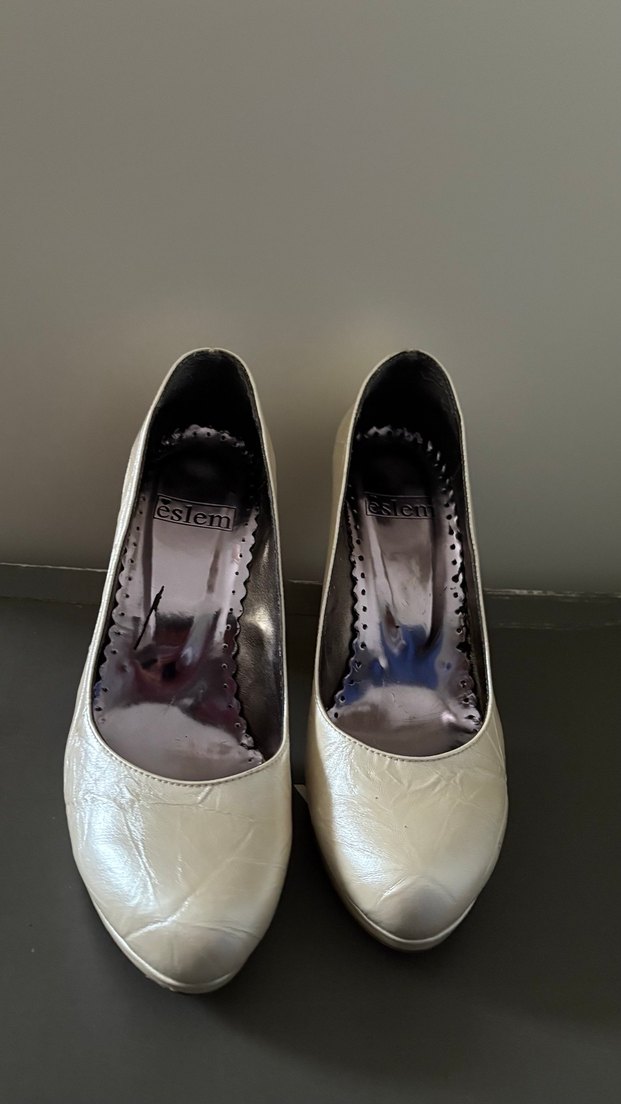 Klasik Beyaz Yılan Desenli Stiletto Topuklu - Görsel 4