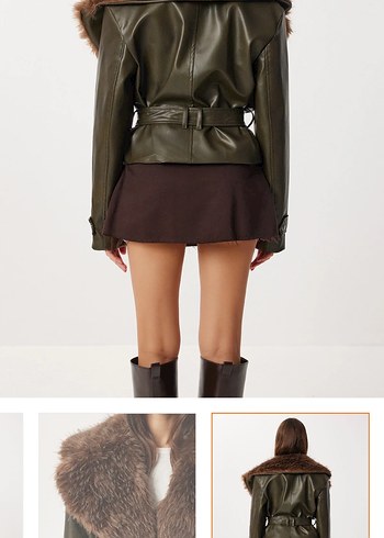 Kahverengi Kürklü Deri ceket - Görsel 3