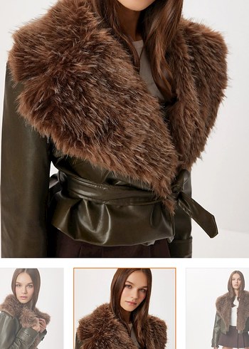 Kahverengi Kürklü Deri ceket - Görsel 2