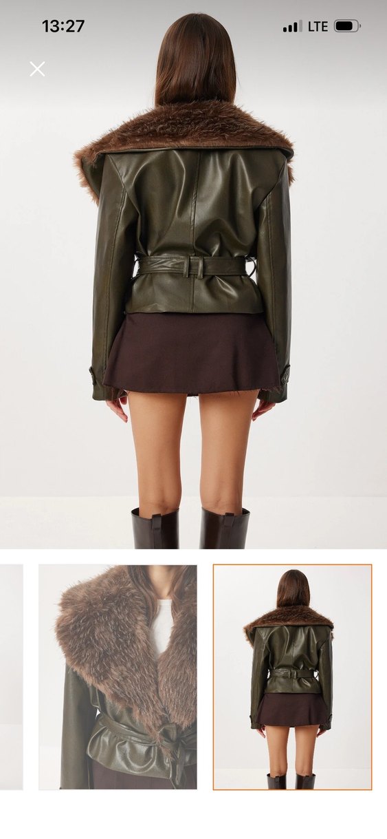Kahverengi Kürklü Deri ceket - Görsel 3