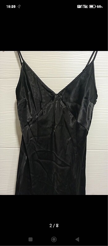 siyah saten elbise - Görsel 2