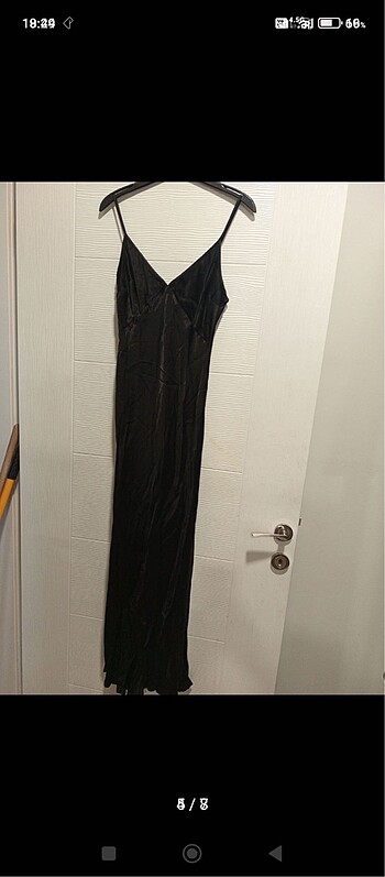 siyah saten elbise - Görsel 3