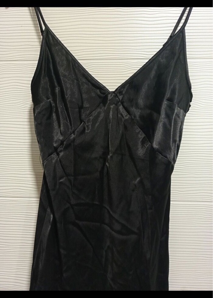 siyah saten elbise - Görsel 2