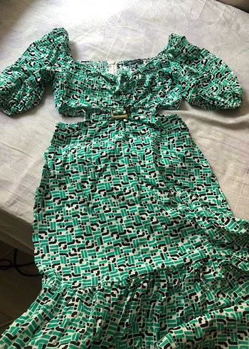 Zara Yeşil Desenli Uzun Kadın Tulum
