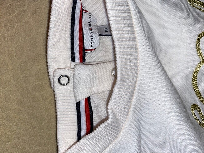 9-12 Ay Beden beyaz Renk Orijinal Tommy Hilfiger Bebek Sweatshirt