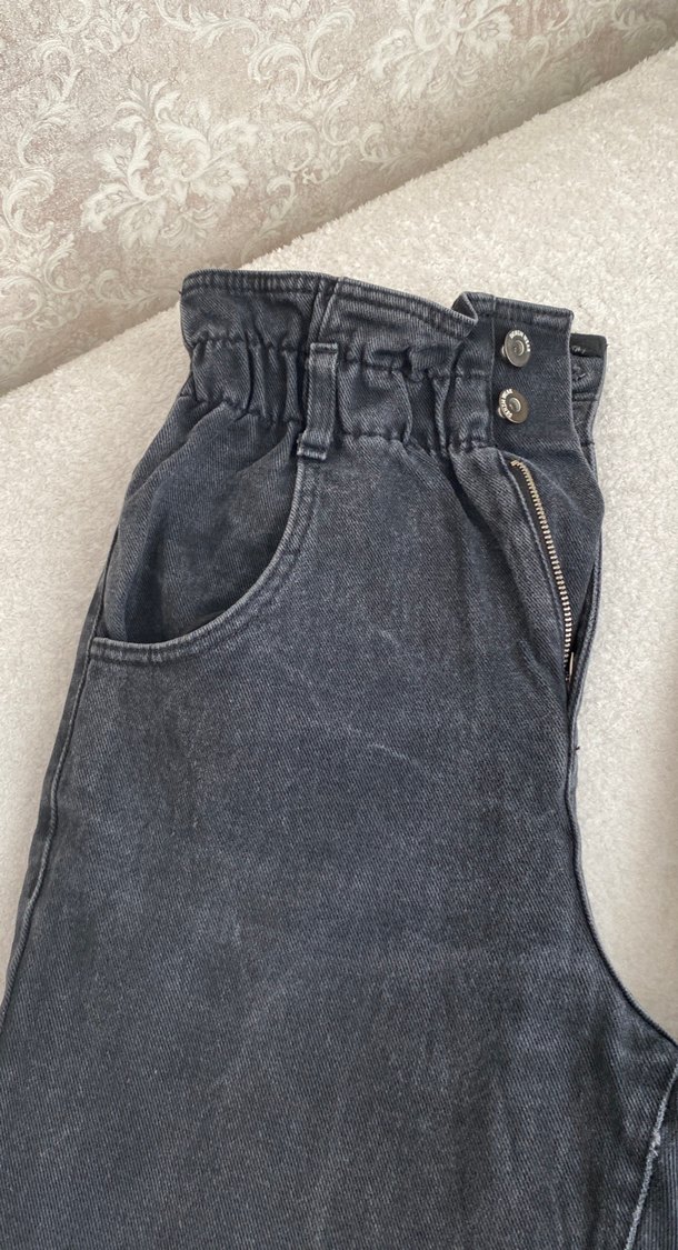 Gri Kemerli Kadın Denim Pantolon - Görsel 2