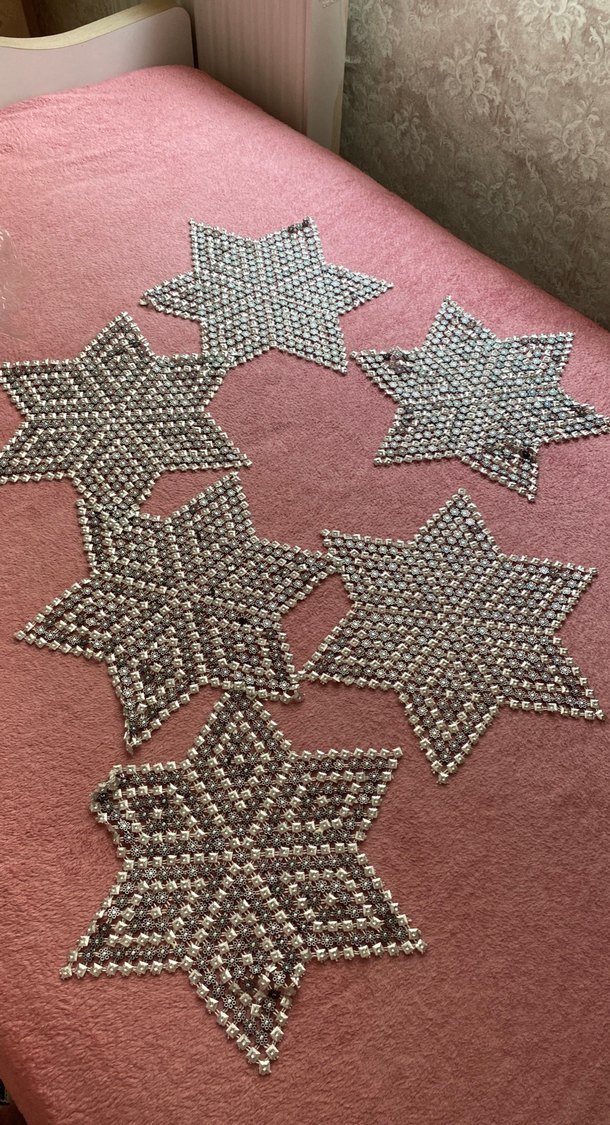 Boncuk İşlemeli Yıldız Şekilli Dekoratif Örtü - Görsel 2