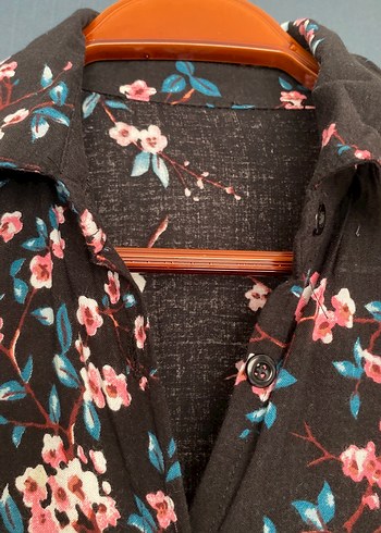 Çiçek Desenli Siyah Uzun Kadın Elbise - Görsel 4