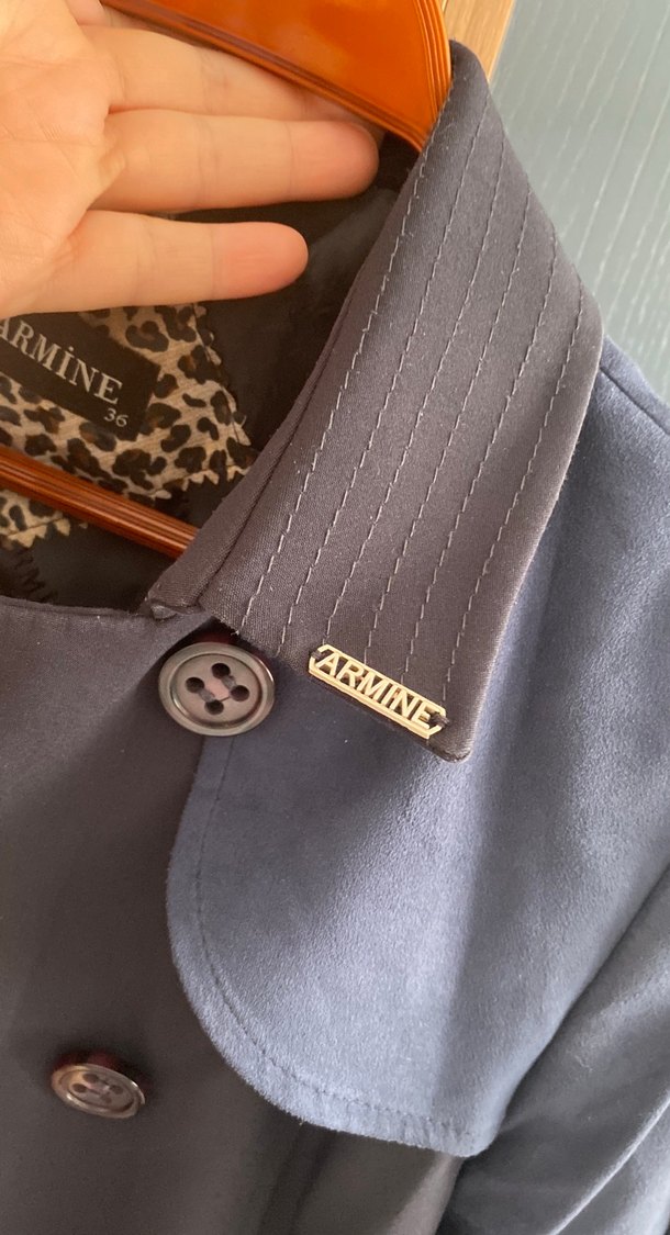 Gri Süet Kadın Trençkot - Armine - Görsel 3