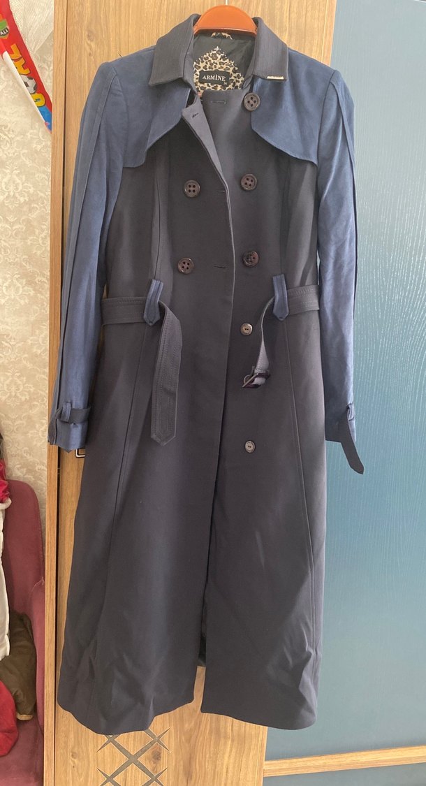 Gri Süet Kadın Trençkot - Armine - Görsel 2