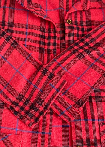 Kadın Kırmızı Ekose Uzun Kollu Gömlek - Görsel 3