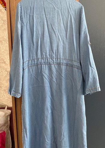 Uzun Mavi Kadın Kot Ceket - Görsel 6