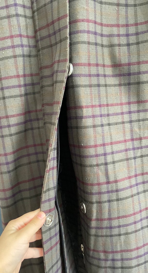 Uzun Ekose Desenli Kadın Kaban - Görsel 2