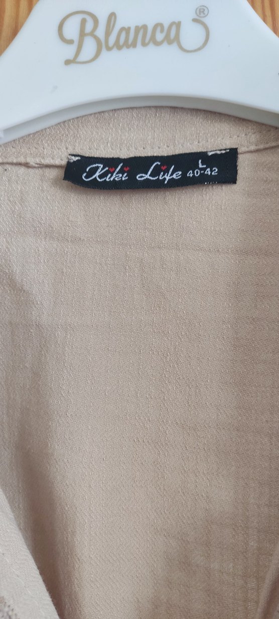 Keten Kumaşlı Bej Uzun Bohem Elbise - Görsel 3