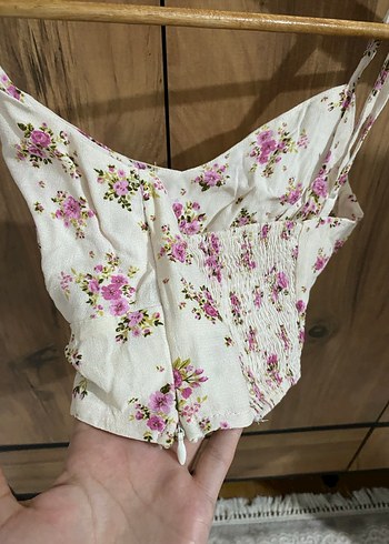 Koton Koton Çiçek Desen Beyaz Crop Bustiyer