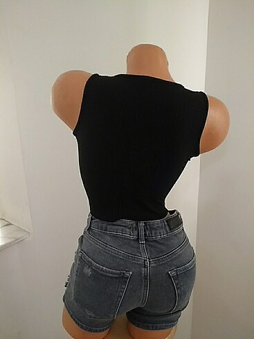 13-14 Yaş Beden siyah Renk Crop Bluz