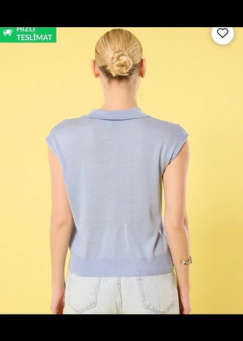 Mavi Kolsuz triko bluz - Görsel 3