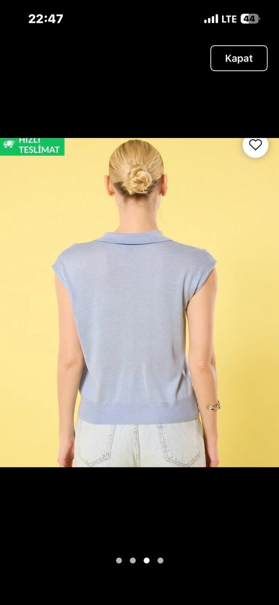 Mavi Kolsuz triko bluz - Görsel 3
