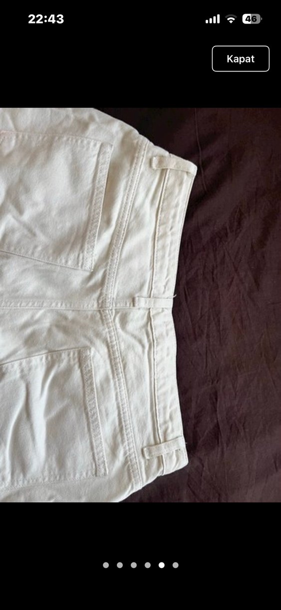 Düğmeli Beyaz Mini Kadın Şort - Görsel 5