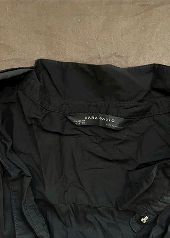 Düğmeli Siyah Kısa Kollu  Kadın Gömlek - Görsel 3