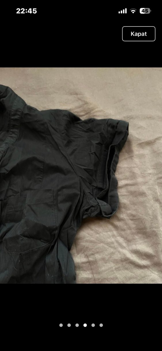 Düğmeli Siyah Kısa Kollu  Kadın Gömlek - Görsel 4