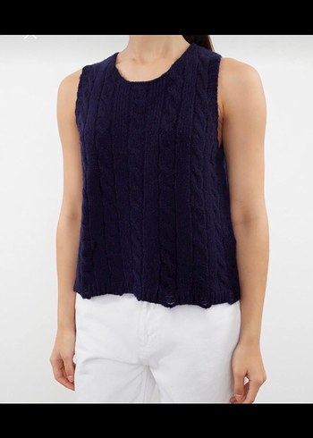 Kadın Lacivert Kısa Örgü Süveter - Görsel 2