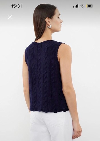 Kadın Lacivert Kısa Örgü Süveter - Görsel 3
