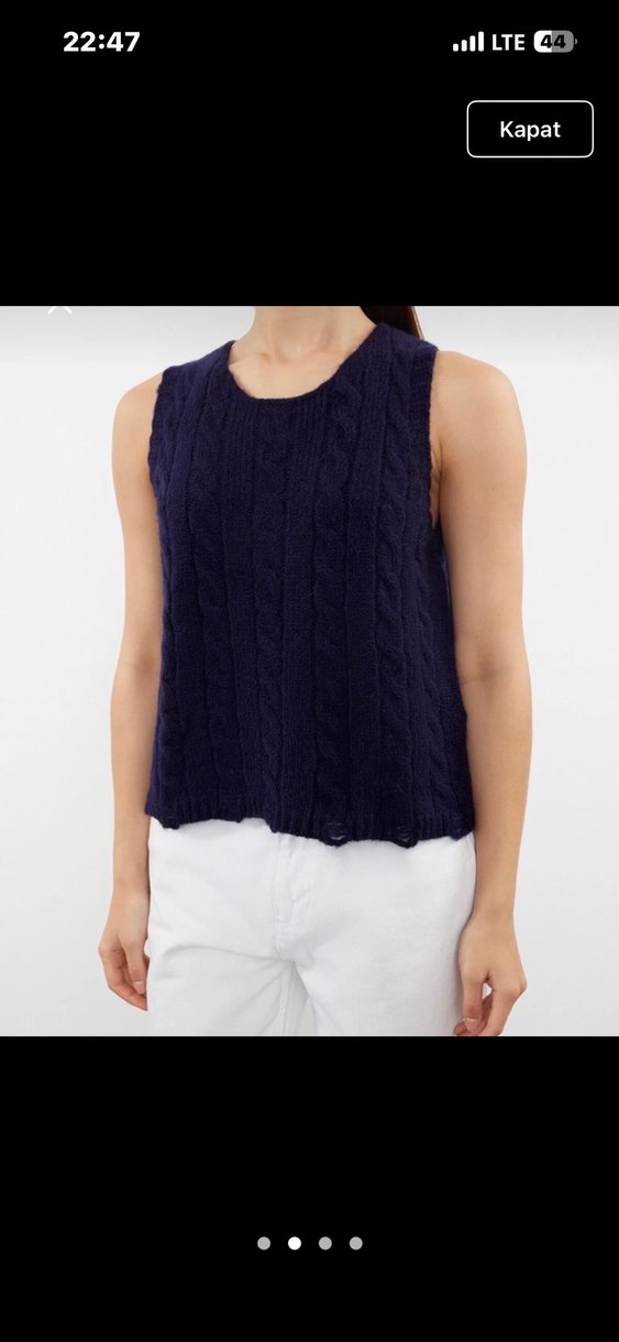 Kadın Lacivert Kısa Örgü Süveter - Görsel 2
