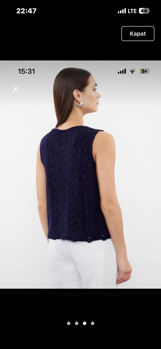 Kadın Lacivert Kısa Örgü Süveter - Görsel 3