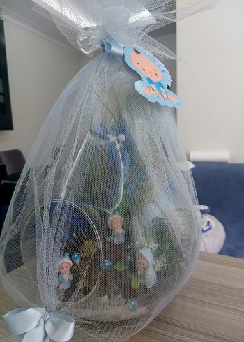 Mavi Tül Kumaşlı HOŞGELDİN BEBEK TERARYUMU BÜYÜK BOYDUR. - Görsel 2