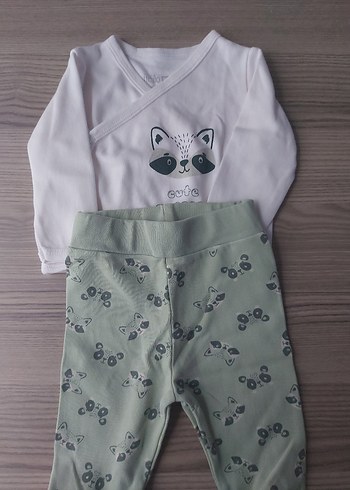 Uzun Kollu Gri Baskılı Erkek Bebek Takımı - Görsel 2