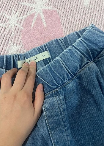 Mavi Düğmeli Rahat Kesim Kadın Kot Pantolon - Görsel 3