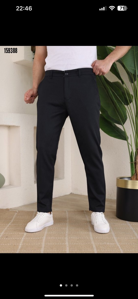 Düğmeli Siyah Erkek Ofis Pantolonu - Görsel 4