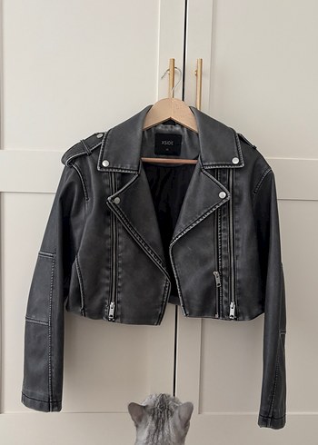Zara Siyah Deri Biker Ceket