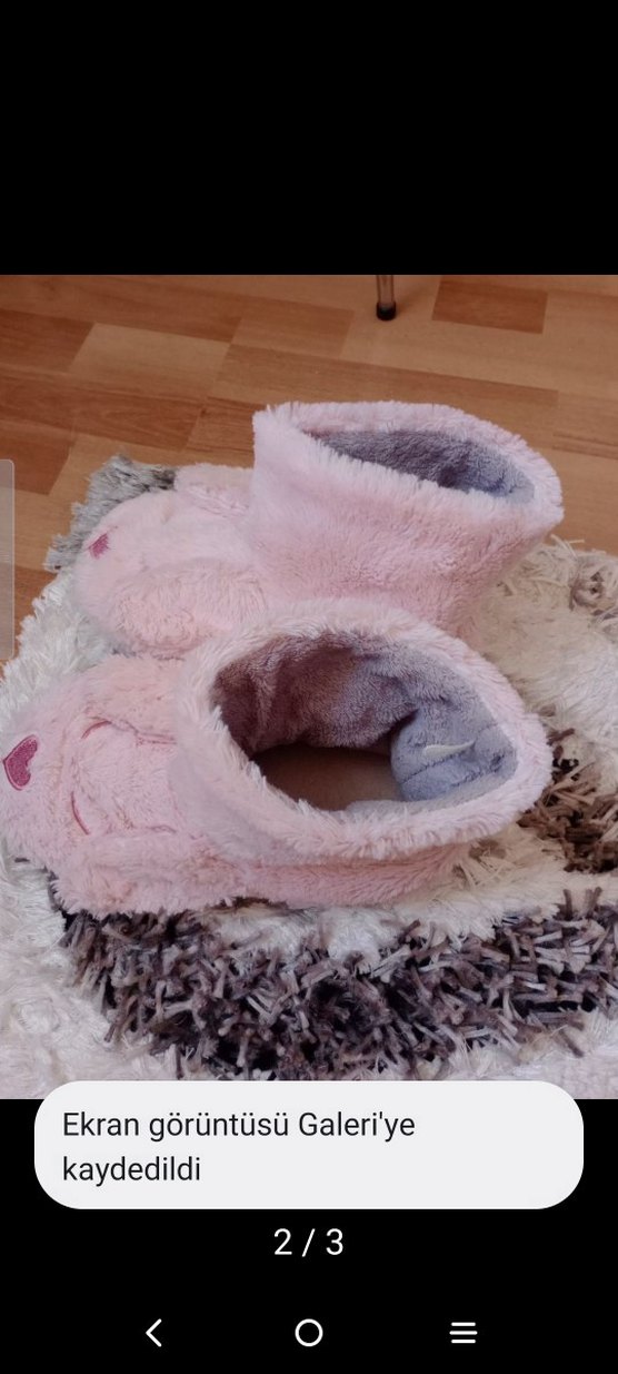 Kız Çocuk Pembe Kürklü Ev Terliği - Görsel 2