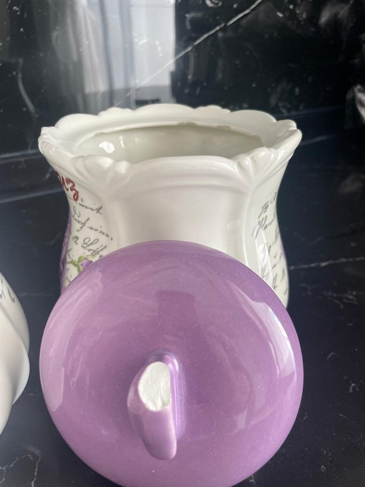 Mor Çiçek Desenli Vintage Baharat Kavanozları - Görsel 2