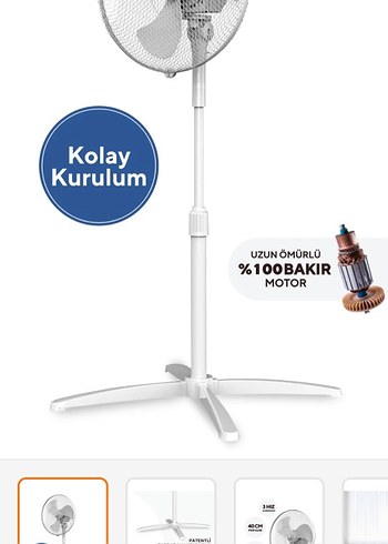 Beden Kumtel Beyaz Ayaklı Vantilatör