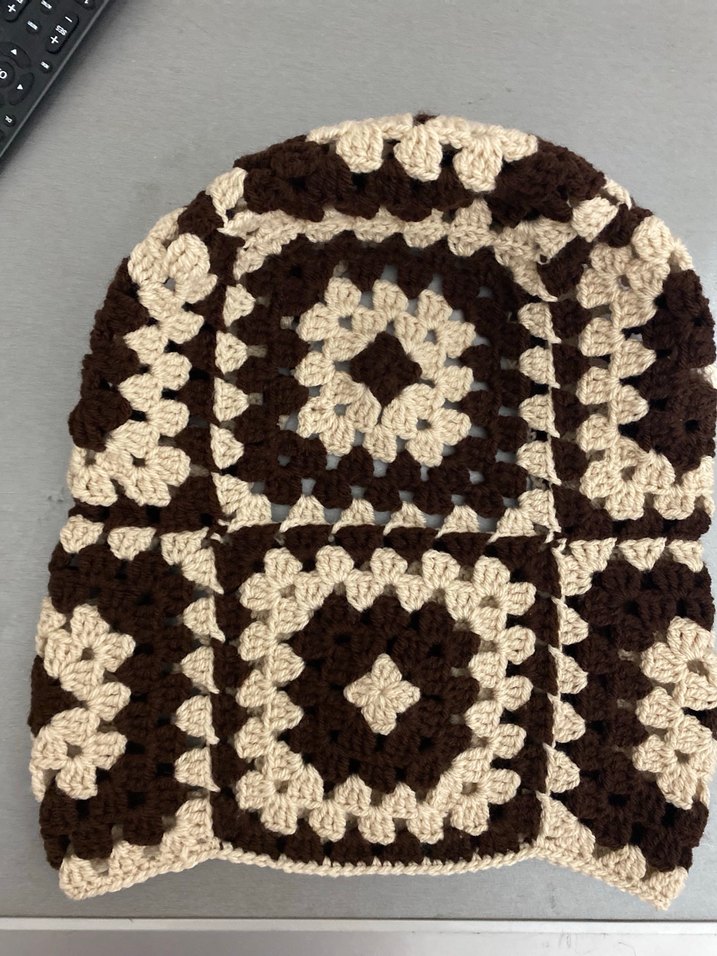 Kahverengi Bej Örgü Bohem Kapüşonlu Bere - Görsel 5