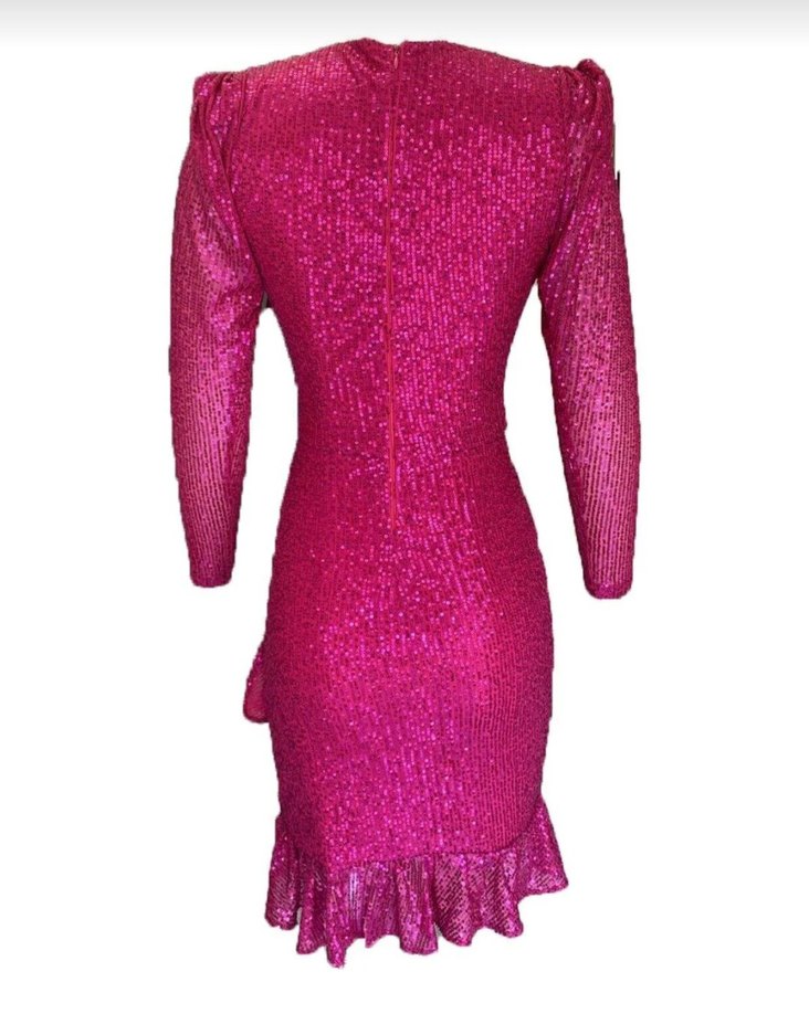 fuşya Mini payetli  Elbise - Görsel 3