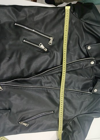 Kadın Parlak Siyah Deri Biker Ceket - Görsel 7