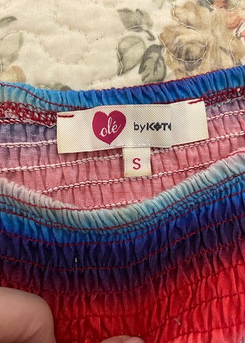 koton Kızlar için Renkli Tie-Dye Kısa Kollu Triko - Görsel 2