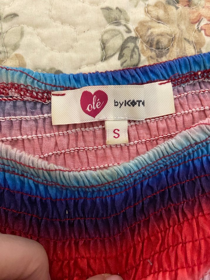 koton Kızlar için Renkli Tie-Dye Kısa Kollu Triko - Görsel 2