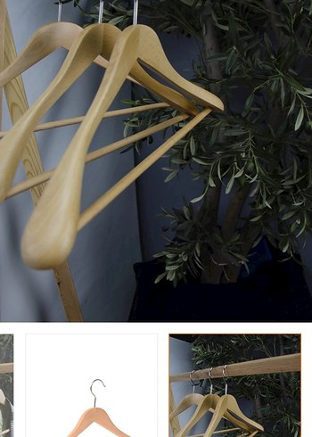 Bej Ahşap Elbise Askısı Seti - Görsel 2