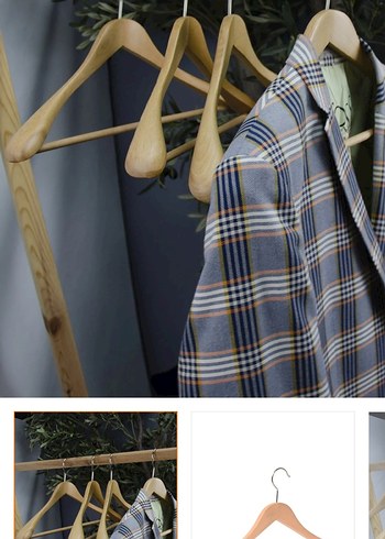 Bej Ahşap Elbise Askısı Seti - Görsel 3