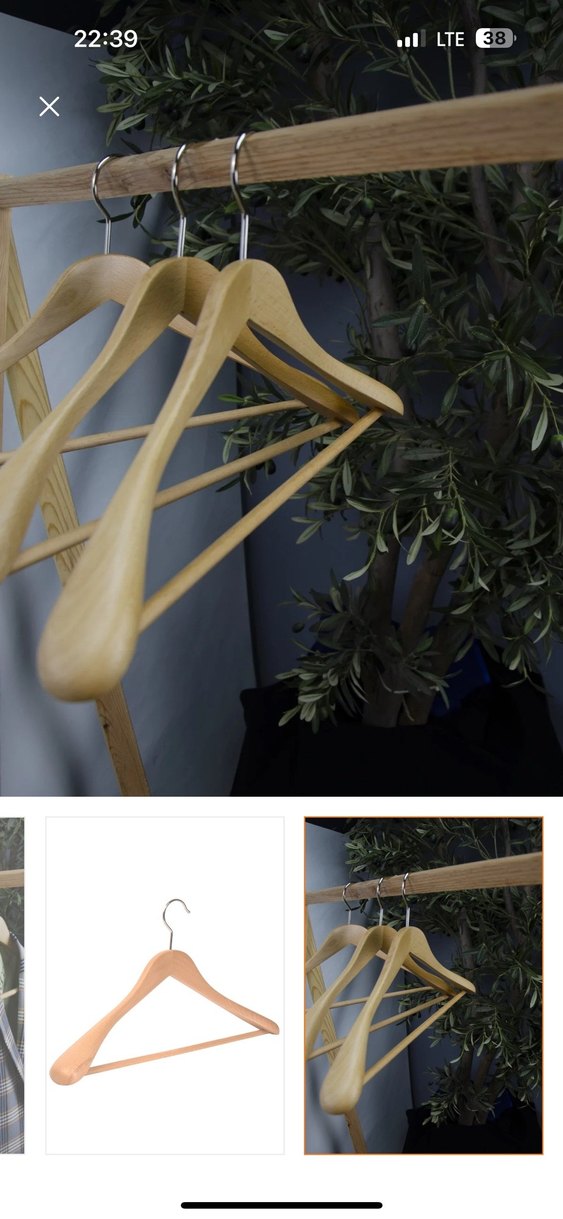 Bej Ahşap Elbise Askısı Seti - Görsel 2