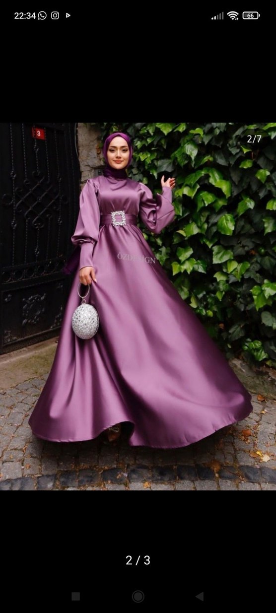 Uzun Mor Kadın Abiye Elbise - Görsel 2