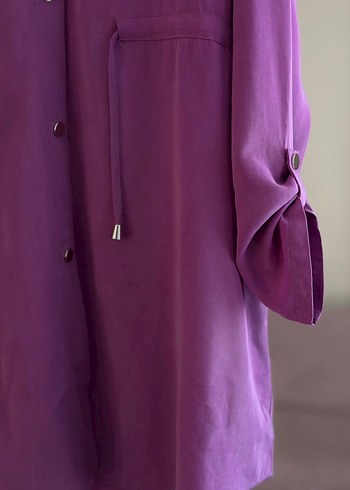 Düğmeli Uzun Kollu Mor Tunik - Görsel 7